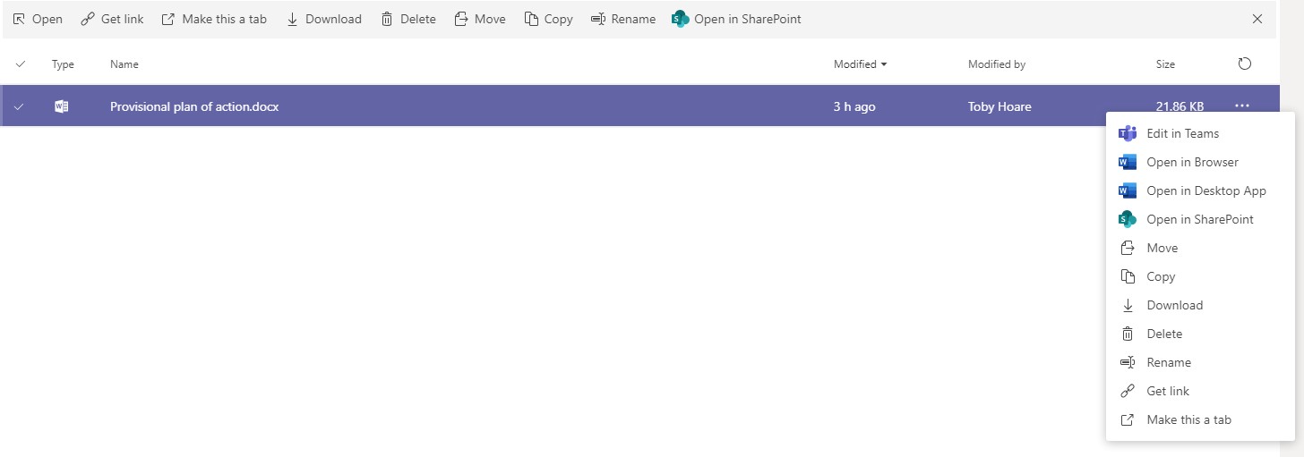 Opening documents from Teams Opening documents from Teams